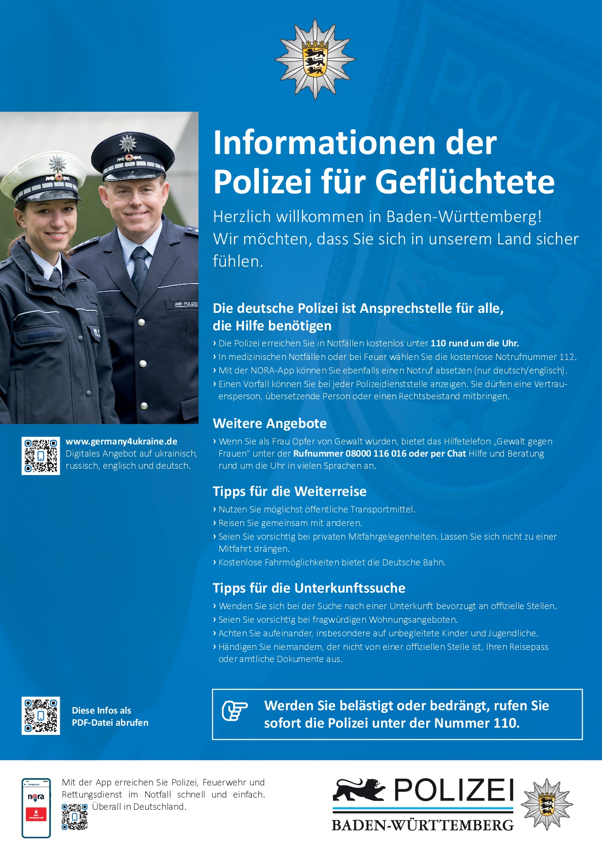 Plakat der Polizei deutsch